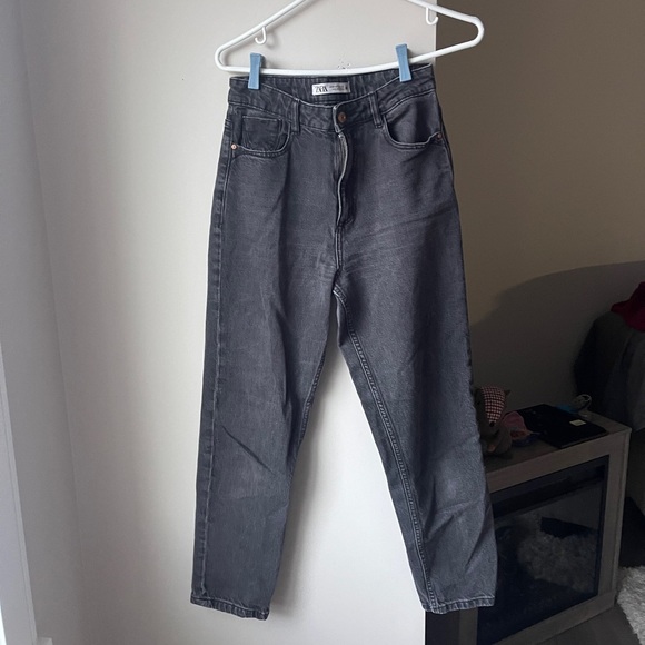 Zara Straight Leg Jean Distressed Black Size 4 - Picture 1 of 5